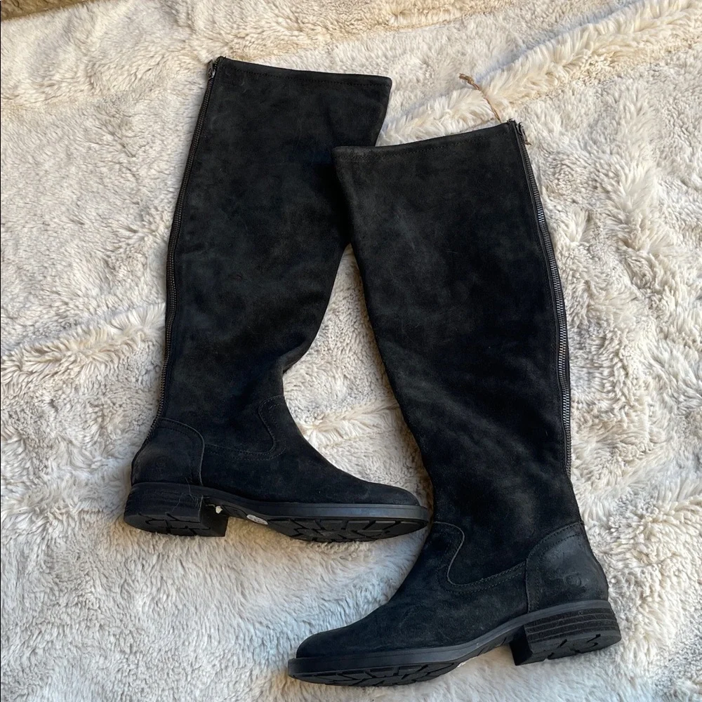 Born Borman Black Suede Knee-High Boots round toe